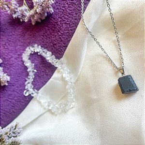 Kit proteção - pulseira cristal e pingente turmalina negra