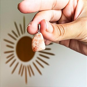 Pingente de Pedra do Sol Verdadeira rolado - Vitalidade, Fortuna e Energia