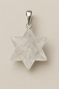 Pingente Merkabah Cristal de Rocha Quartzo Transparente- Amplificador, Purificador de energias e foco