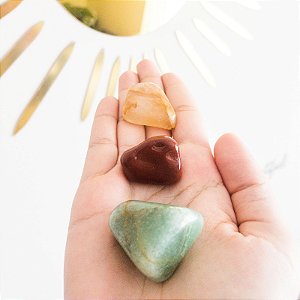 Kit Pedras da Saúde Perfeita Quartzo Verde, Hematoide e Jaspe Vermelho