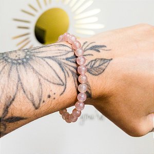 Pulseira de Quartzo Morango Redonda  - cristal raro