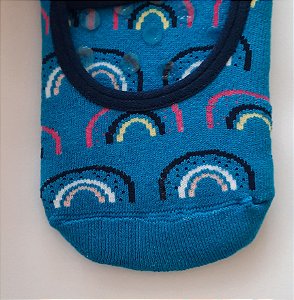 Meia sapatilha antiderrapante céu azul