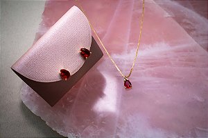 Conjunto Gota Zirconia Rubi