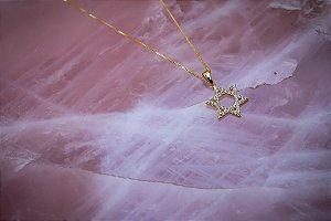 Colar Estrela de Davi Cravejada Zirconias