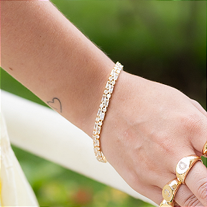 Pulseira Riviera Dupla Quadrados e Círculos