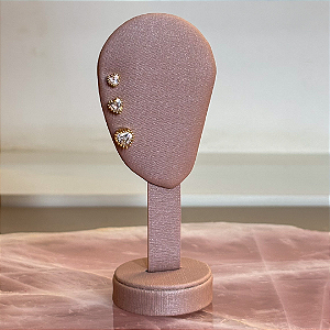 Trio de Brincos Corações Pontos de Luz