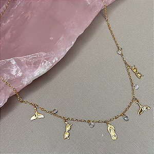 Colar Choker Óculos de sol, Chinelo e Rabo de Sereia
