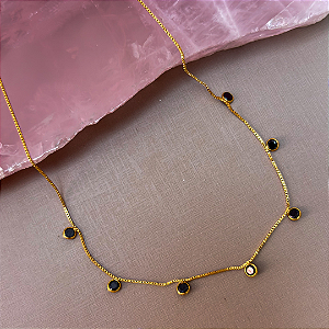 Colar Choker Pontos de Luz Pretos