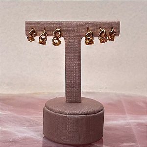 Trio de Argolas Corações Vazados