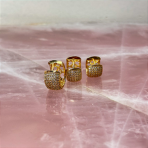 Trio de Argolas Cravejadas em Zircônias