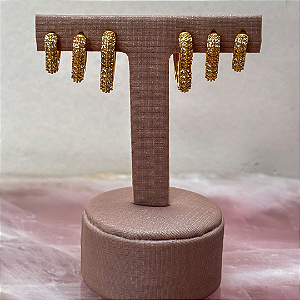 Trio de Argolas Corações Cravejados