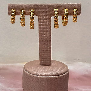Trio de Argolas Corações Lisos