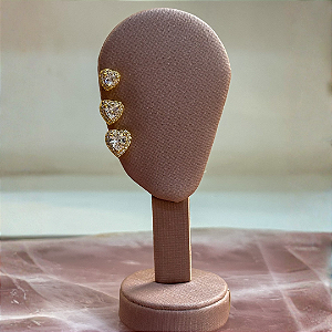 Trio de Corações Zircônias Cravajedas