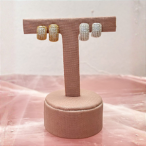 Dupla de Argolas Cravejadas Luxo