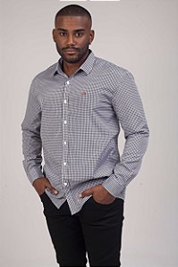 Camisa Estampada Xadrez Adoro Bazar Napoles Preta