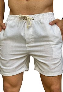 Short Liso Linho Misto Branco Adoro Bazar Gregory