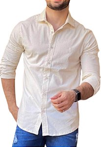 Camisa Lisa Bege Manga Longa Adoro Bazar Carvalho