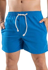 Short Liso Linho Misto Azul Adoro Bazar Billy