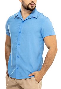 Camisa Lisa Viscolinho Azul Himmel