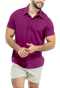 Camisa Lisa Viscolinho Fuscia Orchidea