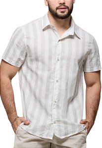 Camisa Algodao Listrada Cinza Claro Kimbly