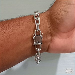 Pulseira Cadeado Fecho Gaveta Prata 925 - 10mm