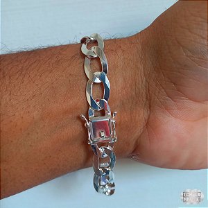 Pulseira Grumet Elo Longo Fecho Gaveta Prata 925 - 10mm