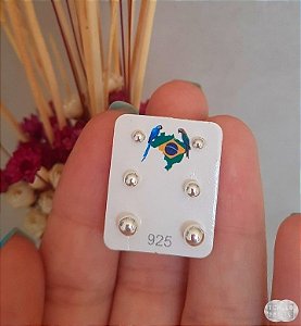 Brinco Trio Bola Prata 925