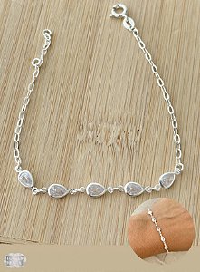 Pulseira Com Zircônia Prata 925 - 19cm