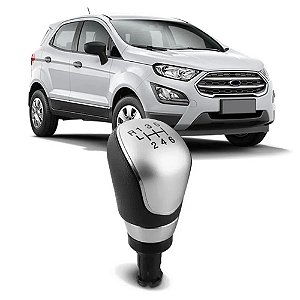 Bola Cambio Manopla Ford Ecosport 2013 a 2020 Preta Lente Prata 6 Marchas