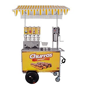 Carrinho de Churros Fritador Elétrico e Gás Masseira Lateral