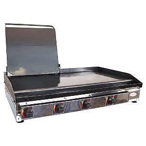 Chapa de Lanche 100 x 50cm com Prensa 6,35mm de Espessura a Gás Profissional