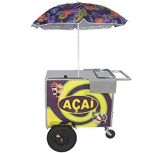 Carrinho De Açaí Com Guarda Sol Adesivado Roda Com Pneu