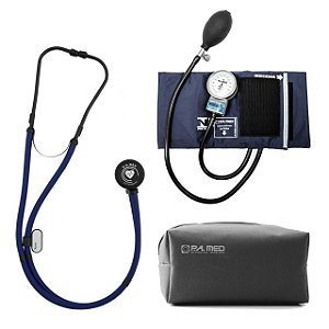 Kit PAMED Azul All Black com Estetoscópio e Aparelho de pressão