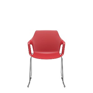 Cadeira Vésper Dialogo Fixa Trapezoidal com Pintura Cromada Concha em Termoplástico