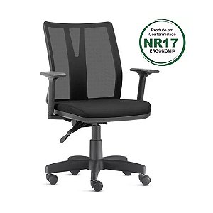 Cadeira Addit Operativa em Tela Braços Reguláveis e Ajuste Back-Systen RDZ Nylon - NR17