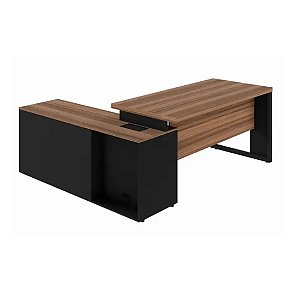 Mesa Diretor Start Dinâmica Tampo 40mm Arm. 1P. Correr 2Gav. e 1 Pasta Pé Quadro 1cx de Tomada 150/180x160x73,5cm - Noga
