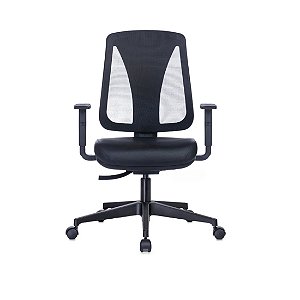 Cadeira One Mesh NR17 Encosto em Tela Braço Regulável Mec. Back-Systen Base New Rodízios em Nylon