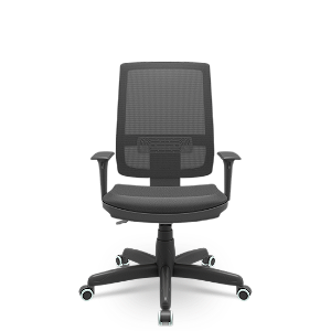 Cadeira Brizza Tela Presidente Back-Systen Braços Reguláveis Base STD RDZ PU - Vinil T19 Preto
