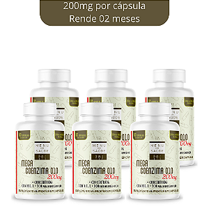 MEGA COENZIMA Q10- 200mg por cápsula  MENU COM SAÚDE  6 potes com 60 cápsulas cada
