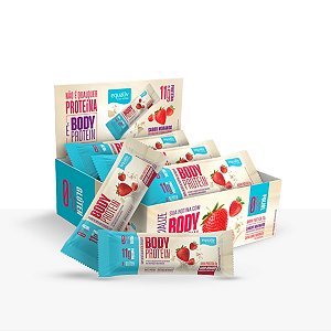 Barra de Proteína com 11g de proteínas - Body Protein Equaliv  sabor Morango com Chocolate Branco  caixa com 09 unidades