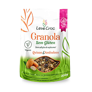 Granola de Quinoa e Amêndoas -SEM adição de açúcar  sachê 200g Leve Croc