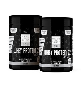 Whey Protein 22 MCS- isolado 22g de proteínas + 50mg Ácido Hialurônico SEM SABOR- 02 potes 540g