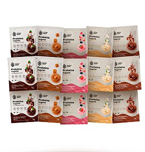 Proteína vegetal OCEAN DROP com 15 sachês de 30g sabores variados (Baunilha, Chocolate, Chocolate c/ Avelã, Doce de Leite e Frutas vermelhas)