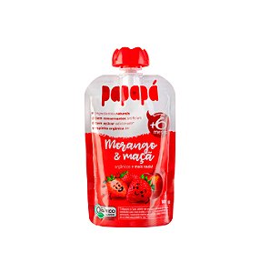 Purê de frutas Orgânico - sabor Morango e Maçã - Papapá - sachê 100g