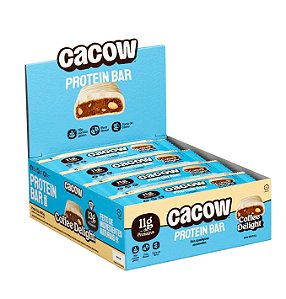 Barra de proteína vegana 13g CACOW Coffee Delight caixa com 12 unidades
