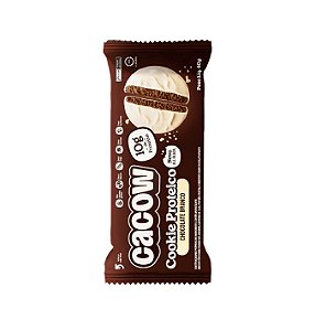 Cookie Proteico All Black CACOW Chocolate Branco 10g de proteína 02 unidades