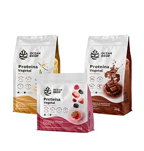 KIT- 3 Proteínas Vegetal Baunilha, Chocolate, Frutas Vermelhas OCEAN DROP- 03 sachês 450g cada