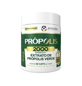Extrato de Própolis Verde - Própolis 2000 em cápsulas - APIS VIDA - pote com 60 cápsulas