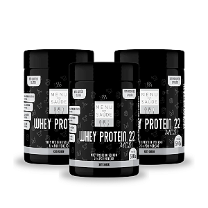 Kit 03 - Whey Protein 22 MCS isolado com 22g de proteínas + 50mg Ácido Hialurônico SEM SABOR pote 540g - 03 potes de 540g cada